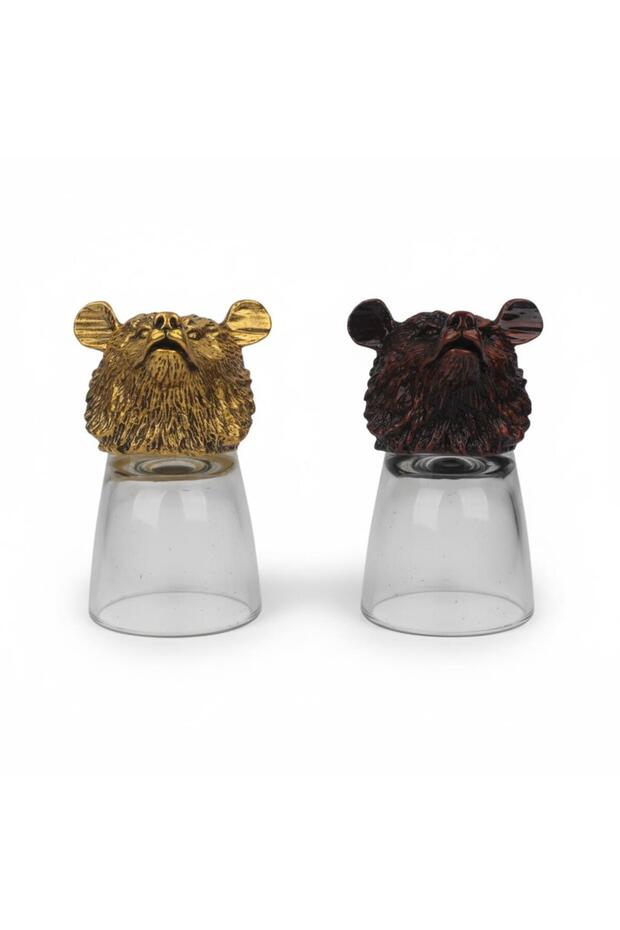 Luxury Cast Iron Wolf Design 2-Piece Zodiac Shot Glass Set Collectible Liquor Glass 50 ml