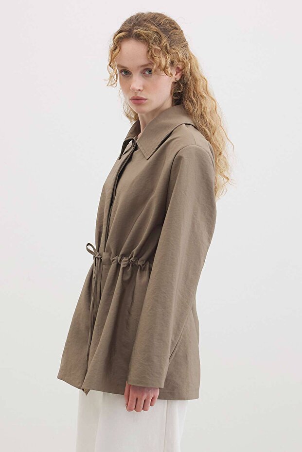 Drawstring Detailed Mink Jacket - 6