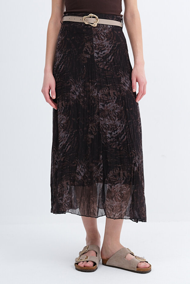 تنورة منقوشة بحزام E5052 - 2