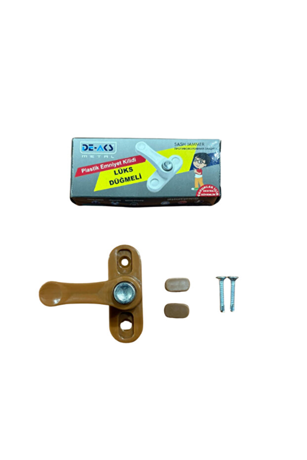 Pvc Door Window Pimapen Child Safety Lock with Button Burglar Security Latch Plastic Light Brown