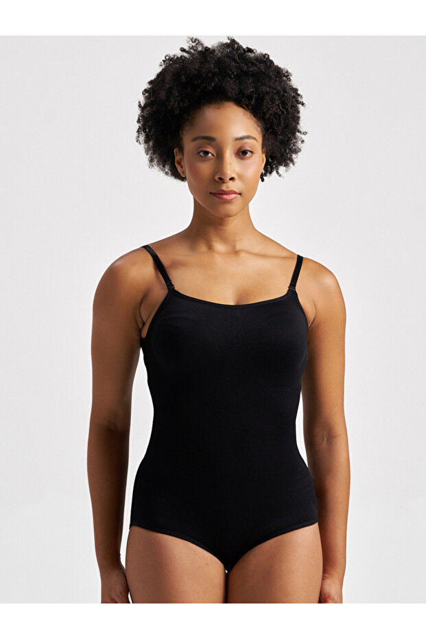 Black Solid Bodysuit - 1