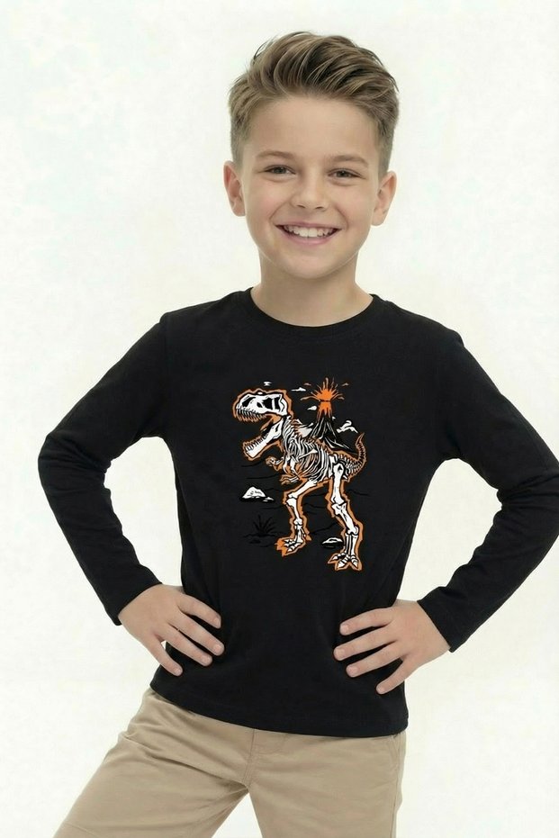 Printed Boy's Long Sleeve T-Shirt B15