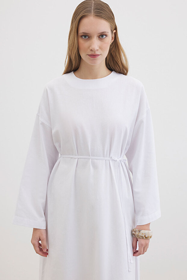 Basic Organik Beyaz Elbise - 3