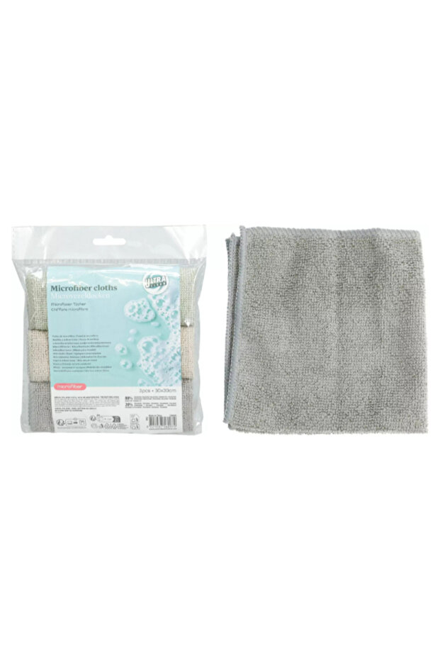 3-Piece Super Absorbent Microfiber Cleaning Cloth Set 30x30 cm
