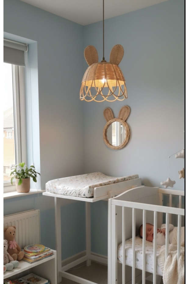 Rattan Bambu Avize ve Ayna seti - 3