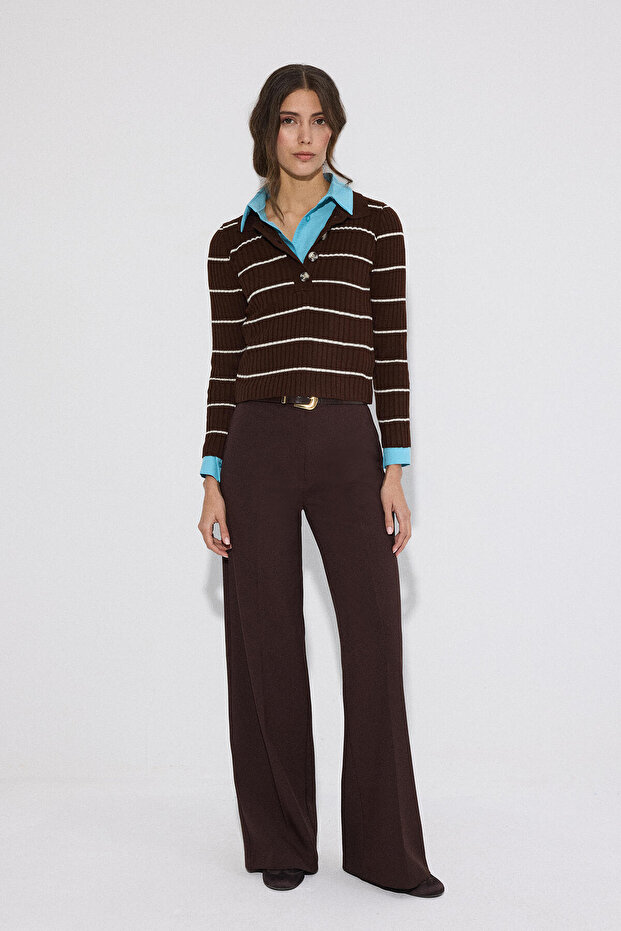 POLO COLLAR STRIPED KNITWEAR SWEATER