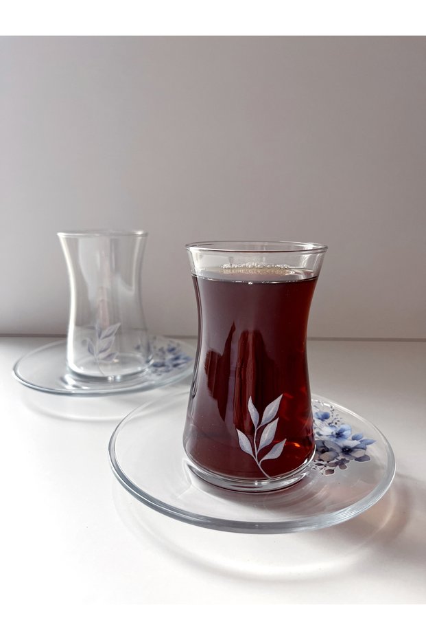2’li Mavi Çiçekli Çay Seti