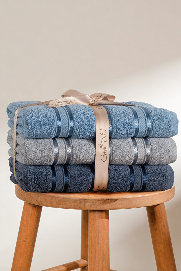 Pera 3-Piece 100% Cotton Towel Set | Bath Towel | Bag with Contents, Dowry Gift, Gift Item | 70X140 cm
