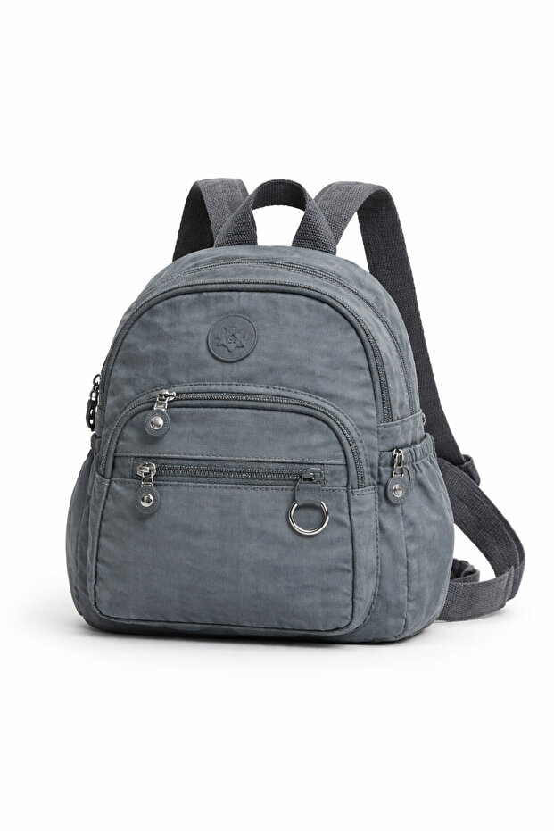 حقيبة ظهر رمادية مقاومة للماء متوسطة الحجم مبطنة ومتعددة الأقسام - 4