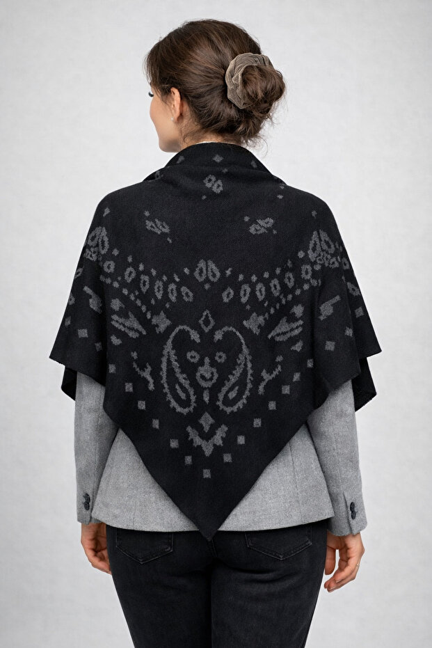 شال مثلث منسوج منقوش ذو وجهين - 4