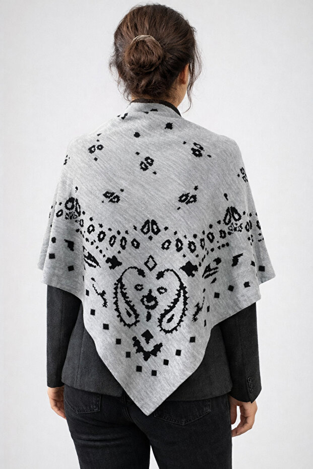 شال مثلث منسوج منقوش ذو وجهين - 2