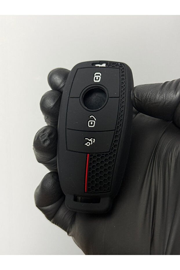 غطاء حماية لمفتاح السيارة ذو 3 أزرار بنمط قرص العسل من مرسيدس C، E، S، G Class AMG، باللون الأحمر
