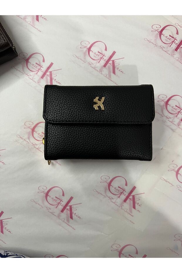 Miknatis Kapakli Luxe Women's Wallet with Gold Clasp