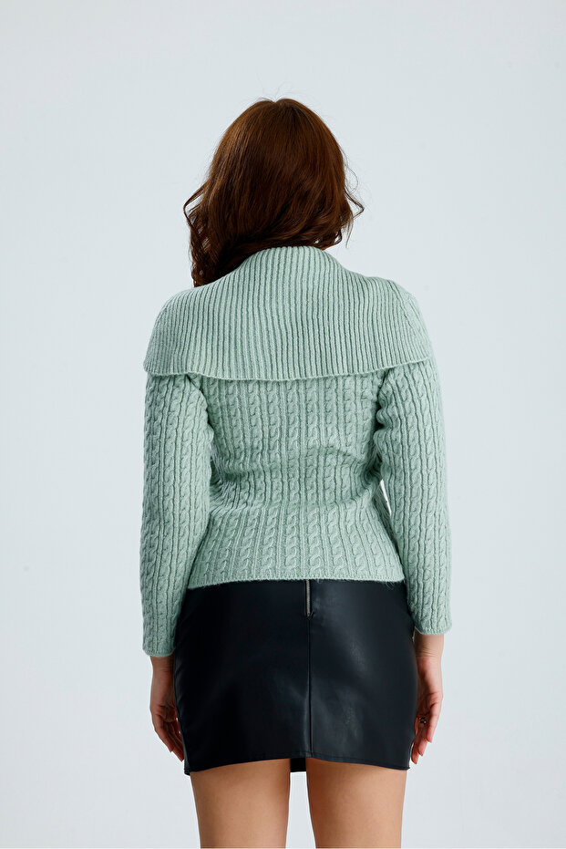 Fermuarlı Örgü Triko Hırka - 6