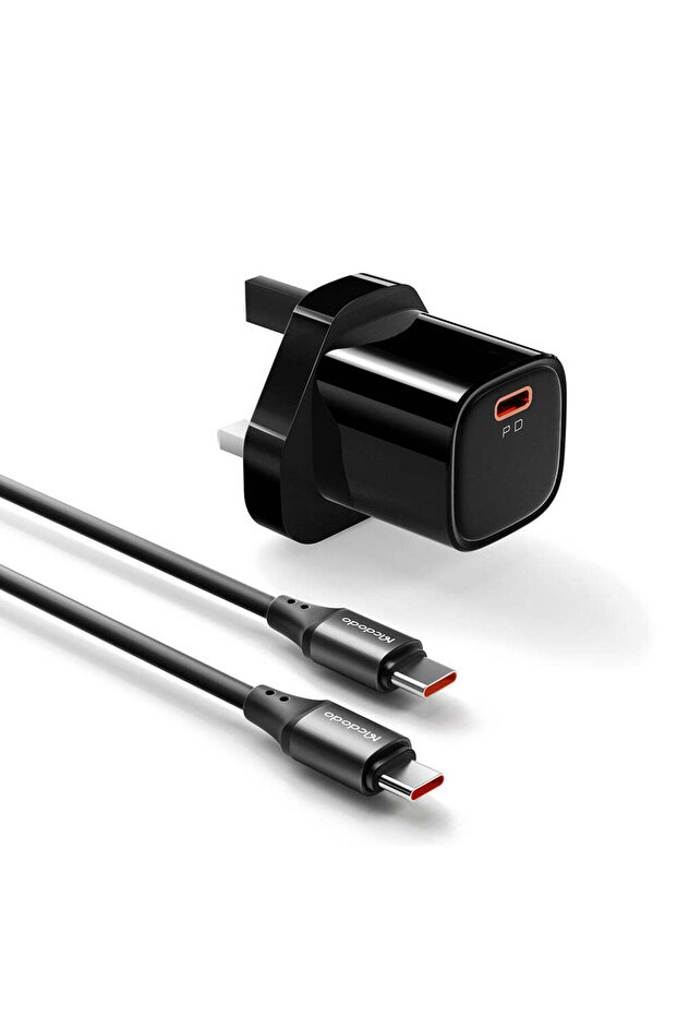 طقم شاحن سريع PD بقوة 20 واط + كابل USB-C إلى C بطول 1.2 متر (عبوة كومبو)