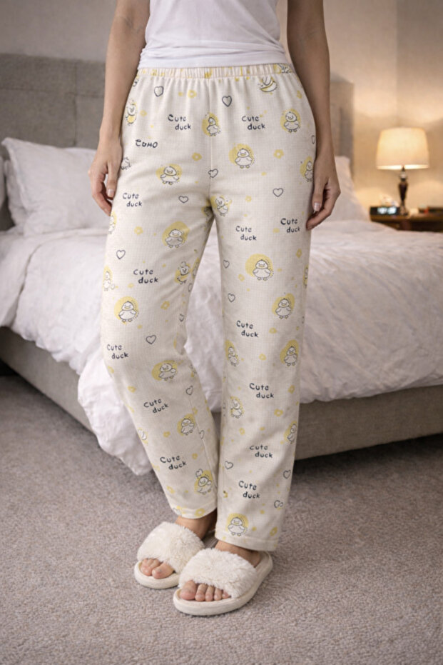 %100 Pamuk Örme Kadın Pijama Altı - 1