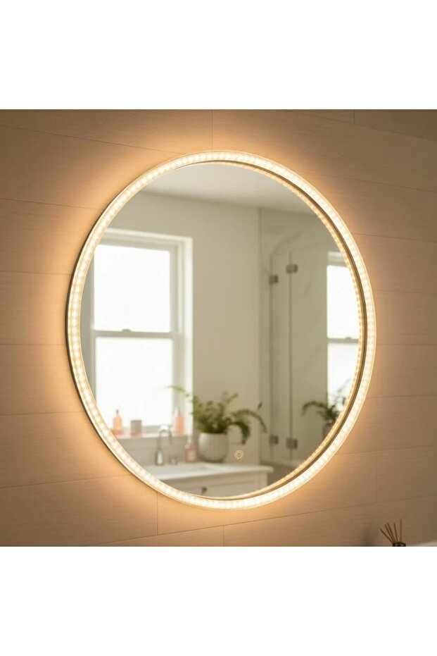 Round mirror with ambient LED lighting – 60.60 cm