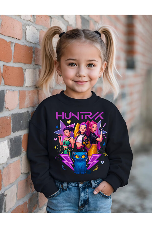 KPOP Huntrix مطبوع سويت تشيلد (مع هدية مفاجئة)