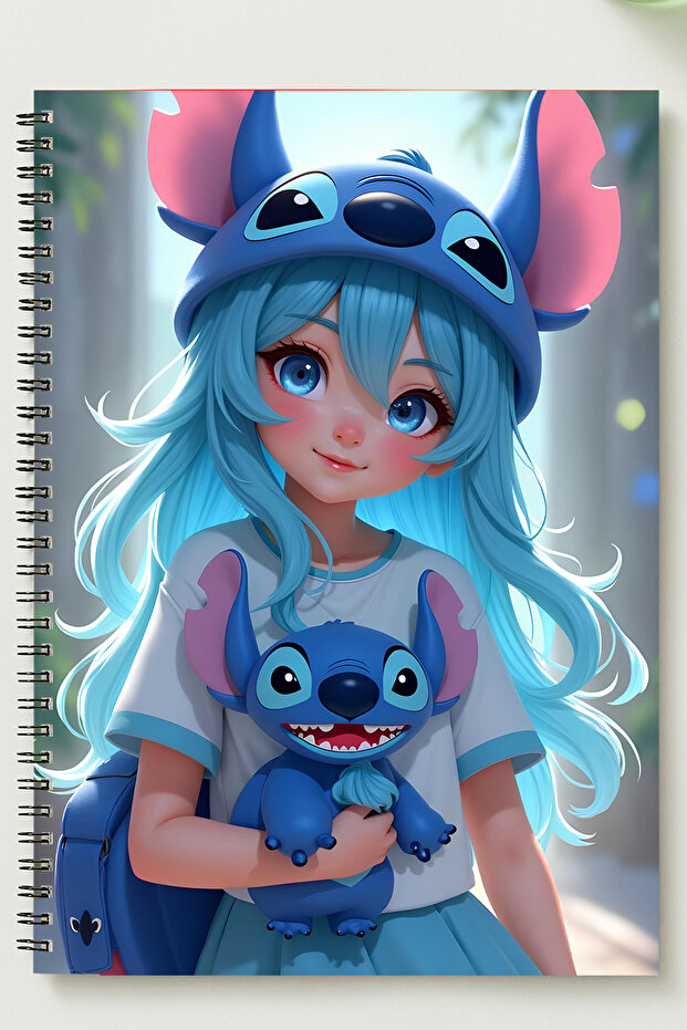 غلاف كرتوني معدني حلزوني غير مسطر بتصميم STITCH مقاس A5 دفتر ملاحظات بتصميم STITCH مقاس A5