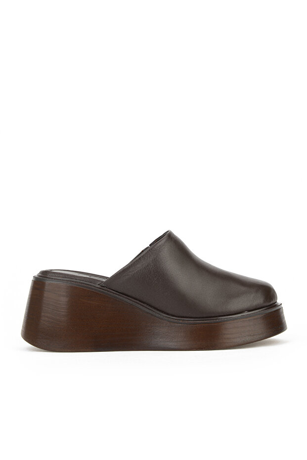 , Women's Genuine Leather Padded Slippers 1611047Z1712 Brown