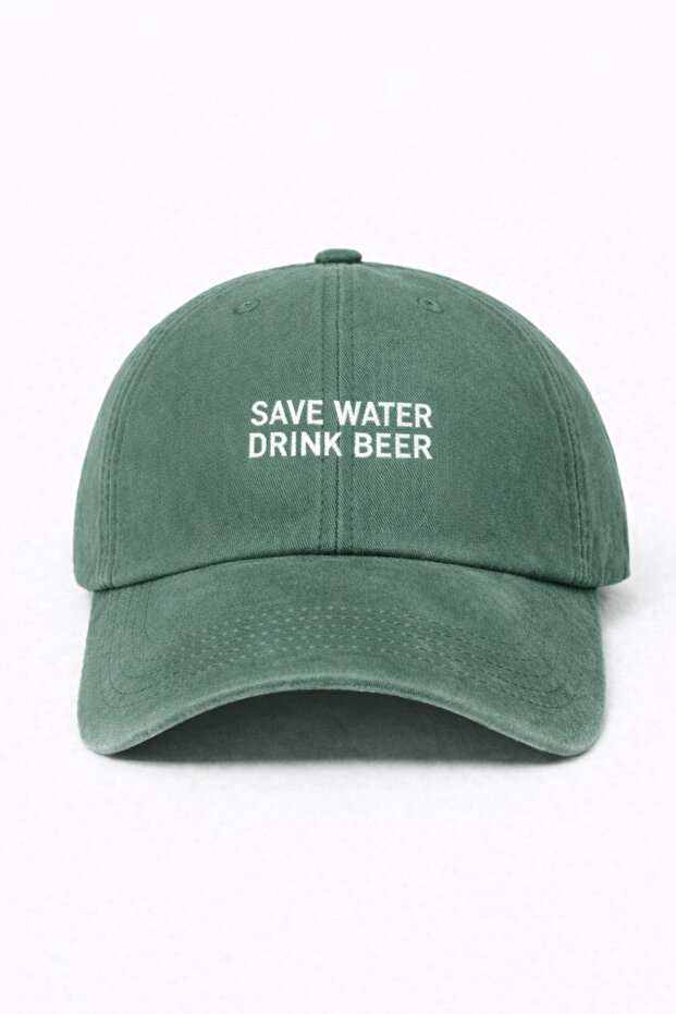 ''Save Water Drink Beer'' Embroidered Washable Cap /''Save Water Drink Beer'' Embroidered Washed Cap
