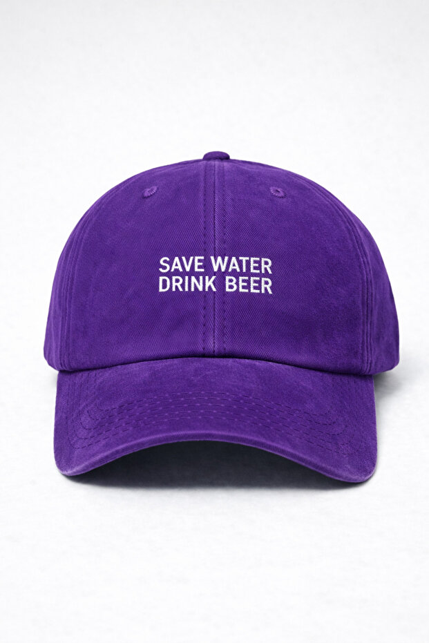 ''Save Water Drink Beer'' Embroidered Washable Cap /''Save Water Drink Beer'' Embroidered Washed Cap
