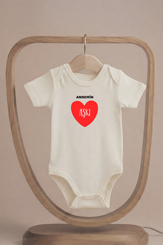 Organic 100% Cotton Mom's Love Printed Short Sleeve Baby Bodysuit with Snap Fasteners