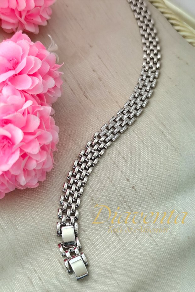 Xuping Bracelet with Zircon Stone, Wicker Model, Silver Color, Xuping Bracelet, Anti-Tarnish/17+2Cm