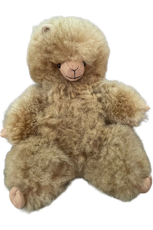 Handmade 100% Baby Alpaca Wool Plush Toy, Soft & Smooth "Alpaca Tui" 30cm, Camel Color