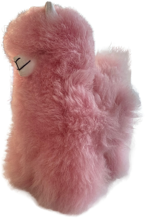 Handmade 100% Baby Alpaca Wool Plush Toy, Soft & Smooth "Indi Alpaca", Blush Pink, 20cm
