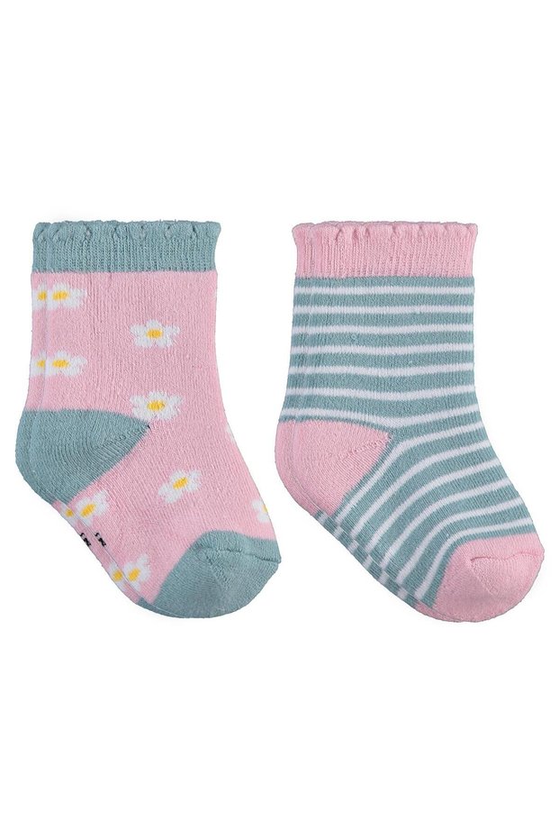 Flower Havlu 6- 2-Piece Baby Girl Socks Set - Standard