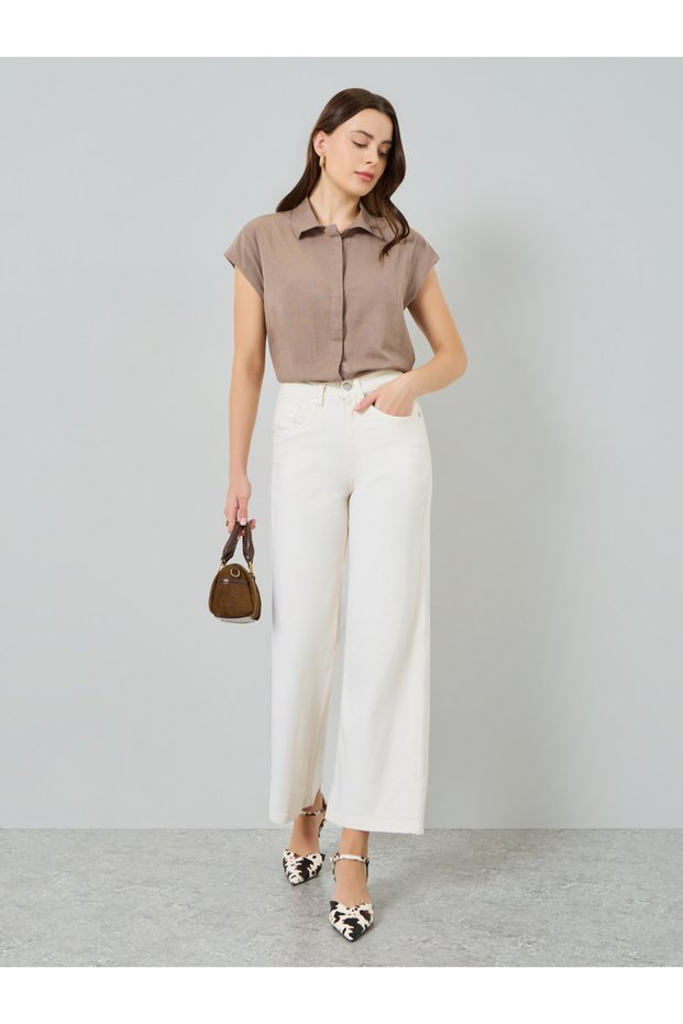 Women Mid Rise Wide Leg Jeans