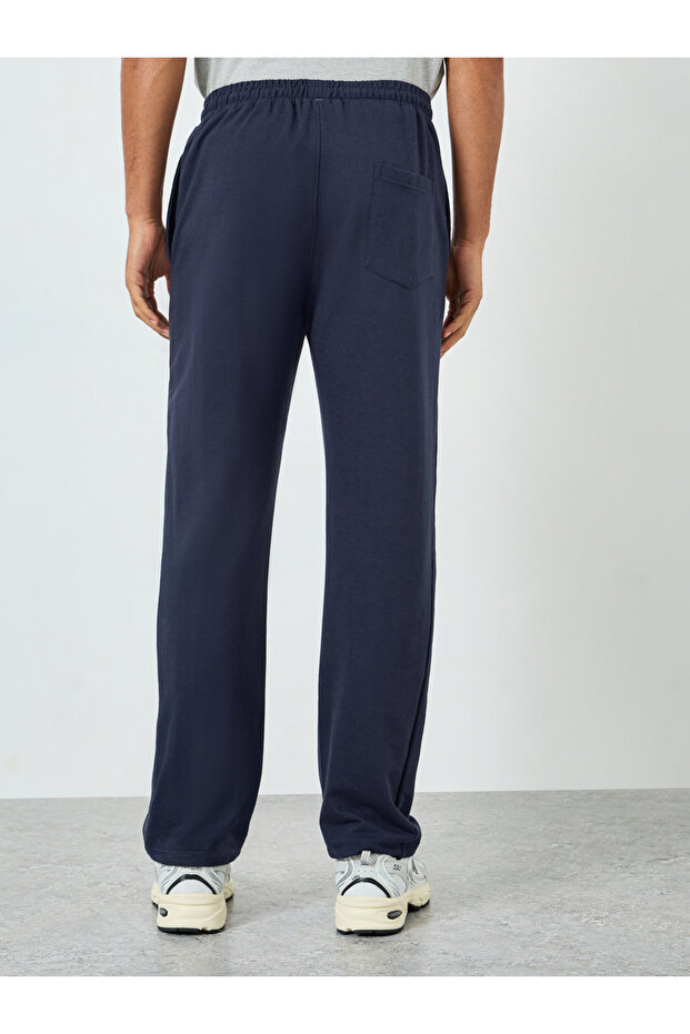 بنطال رياضي رجالي أزرق داكن سادة برباط - 4