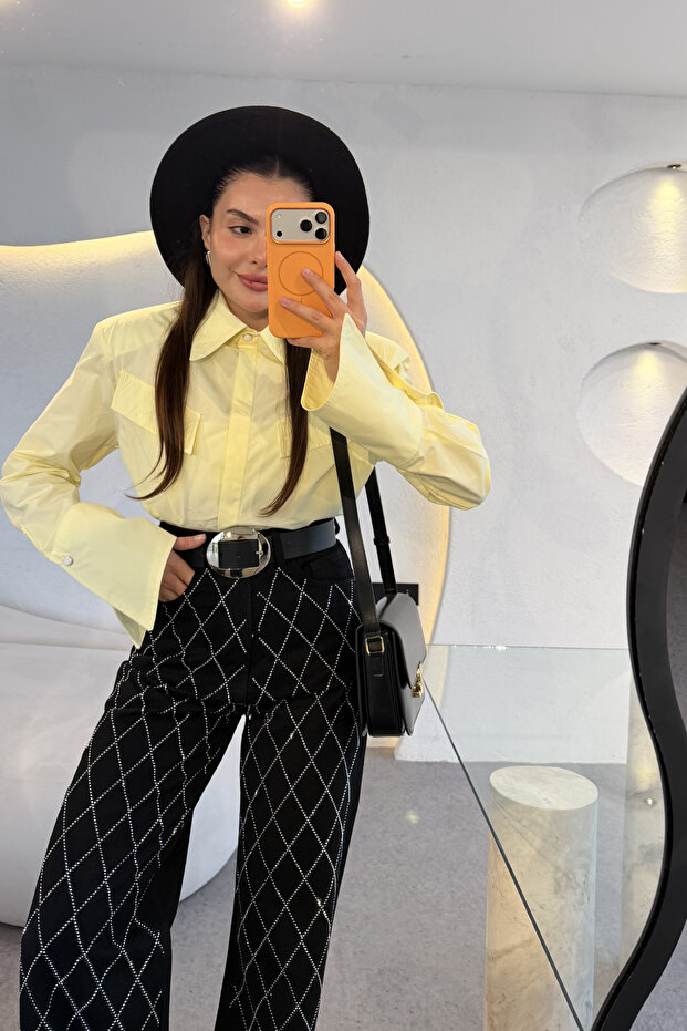 Eldora Sarı Vatkalı Gömlek - 2