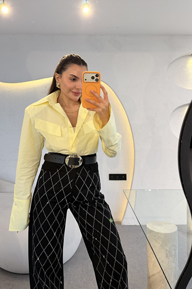 Eldora Sarı Vatkalı Gömlek - 4