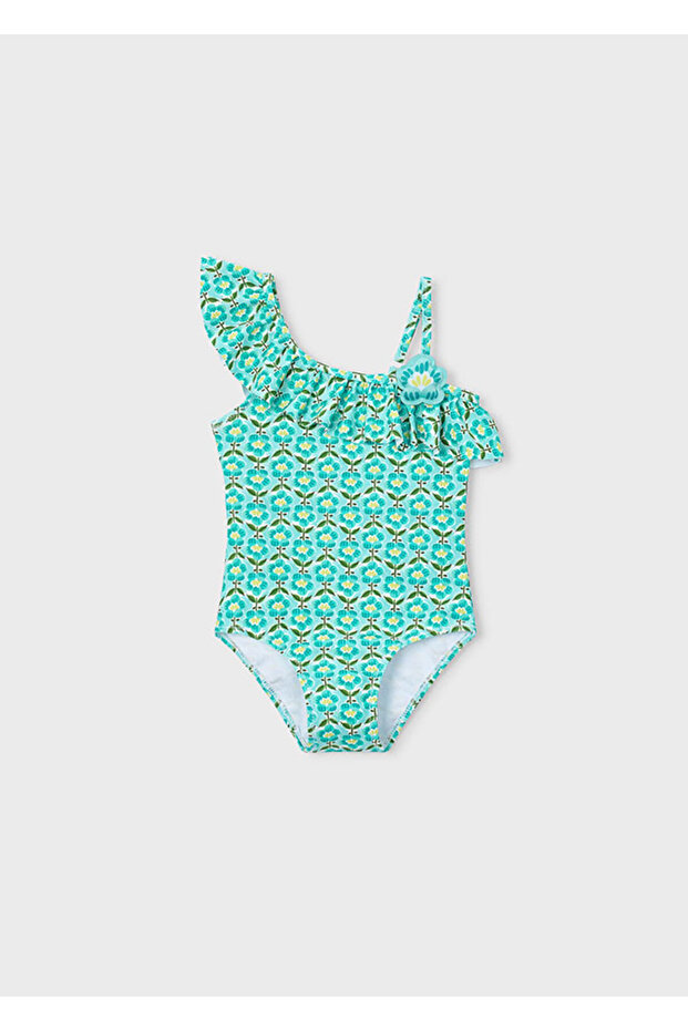 Girl's Asymmetrical Cut Ruffle Swimsuit 3737