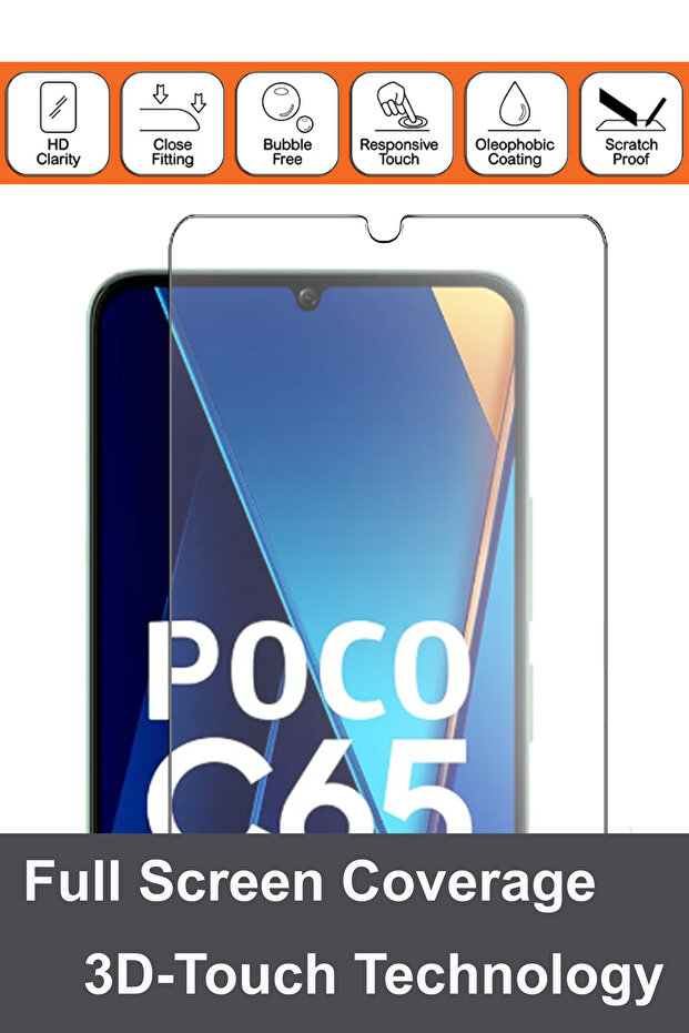 واقي شاشة زجاجي مقوى لهاتف POCO C65 - 4