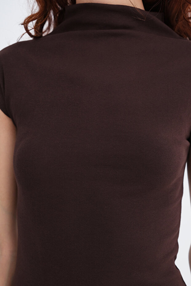 Dik Yaka Kısa Kollu Basic Elbise E18638 - 3