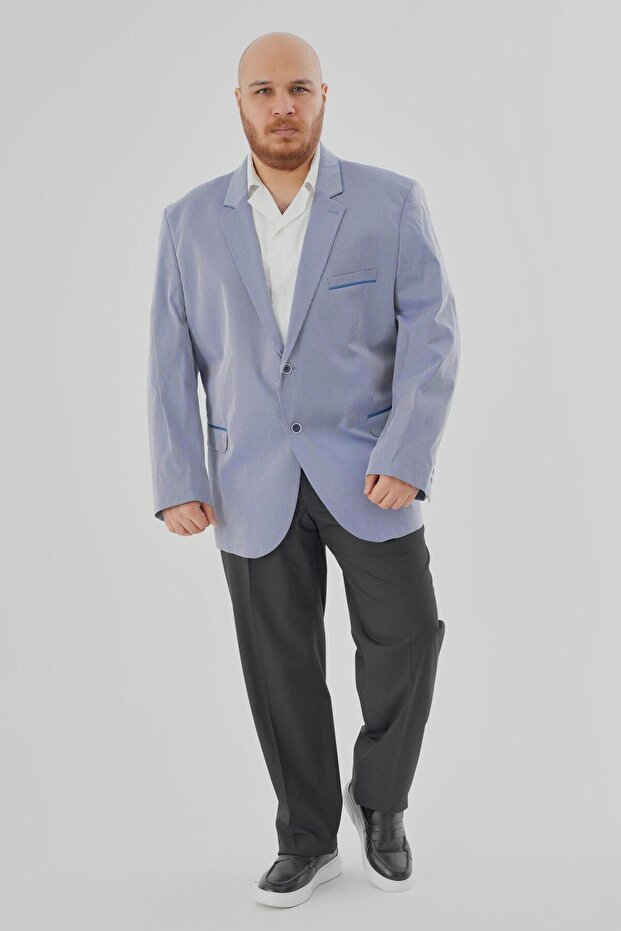 Men's Striped Pattern Plus Size Jacket - 1