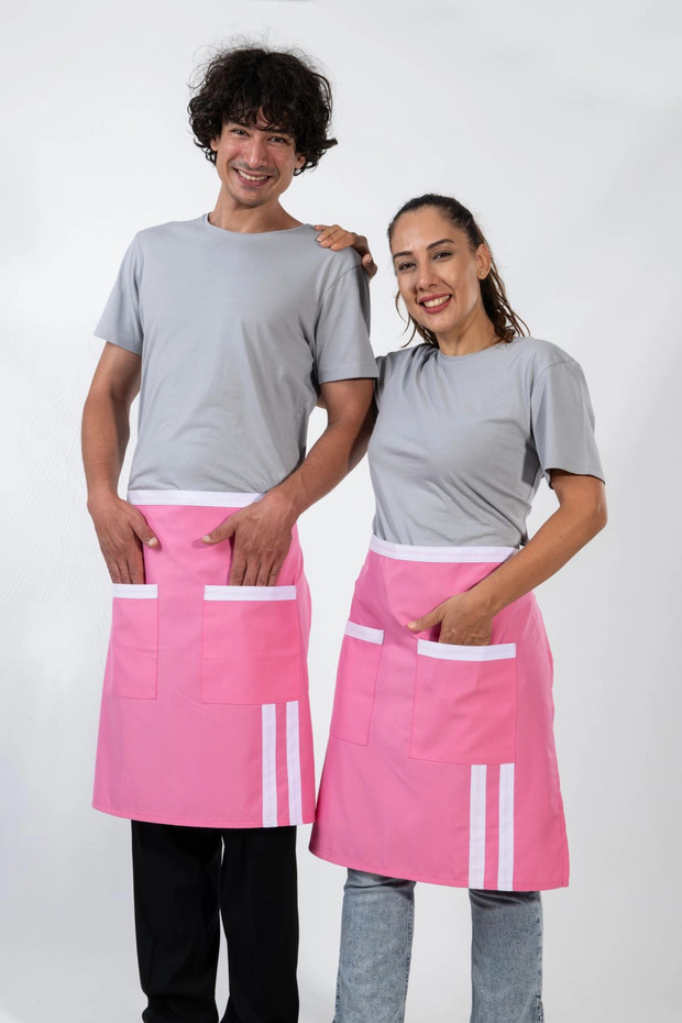 Pergamon Model Kitchen Apron Stain Resistant Professional Cook and Chef Apron Pink