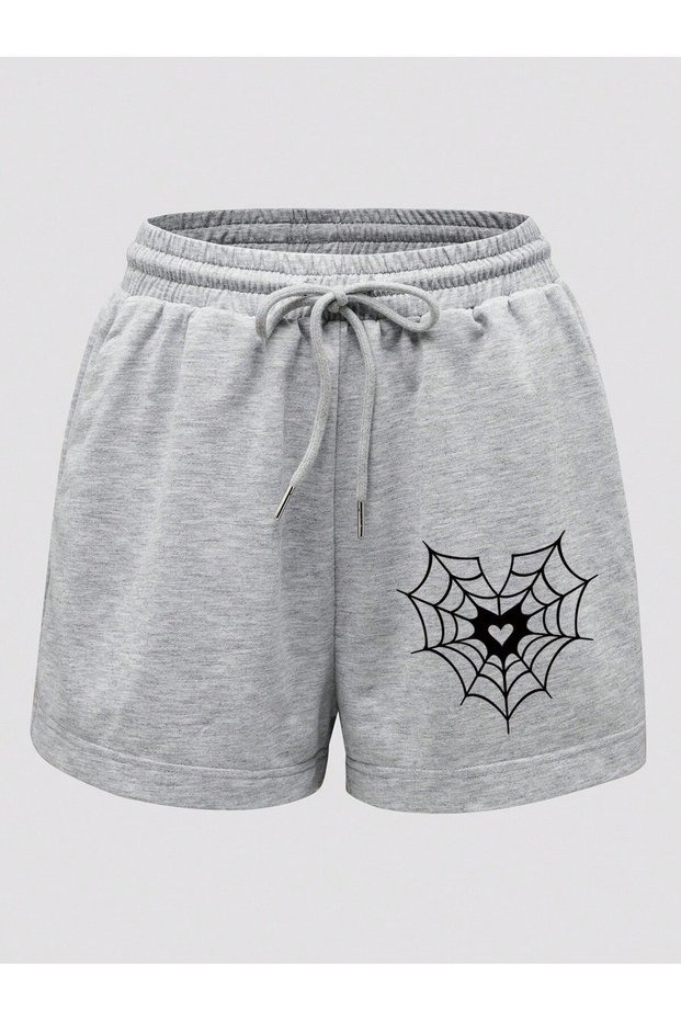 New Fashion Men's Spider Print Shorts with Pockets