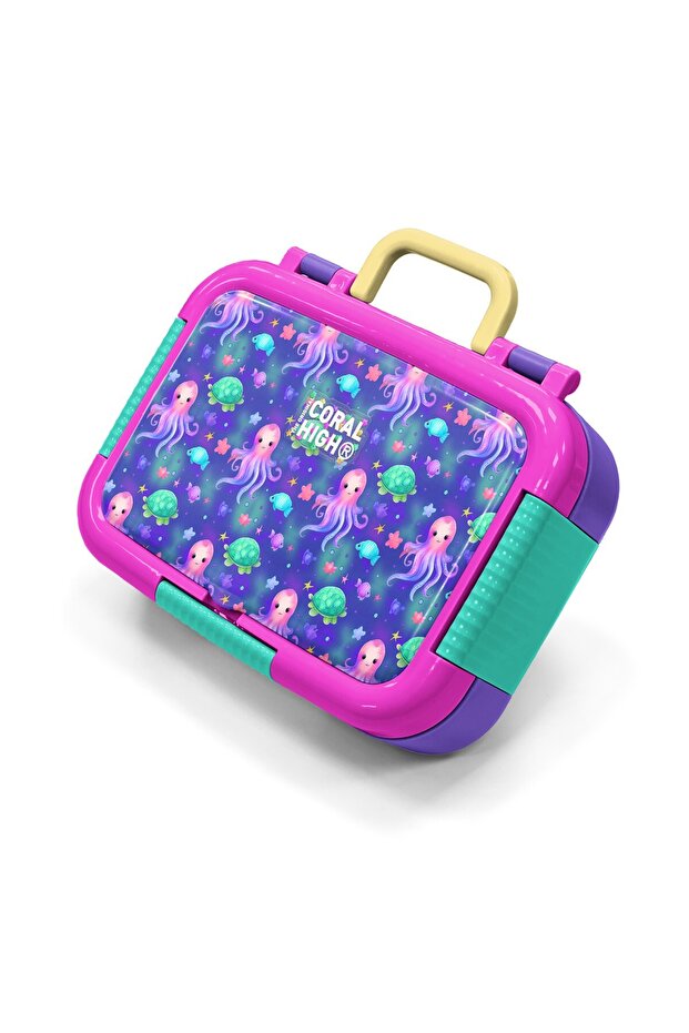 Kids Lavender Turquoise Sea Themed Patterned Stainless Steel Lunch Box 39300