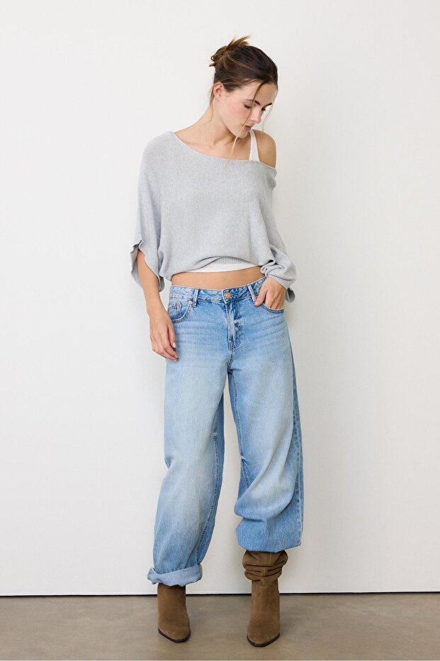 Geniş yaka çift katlı kazak - 2