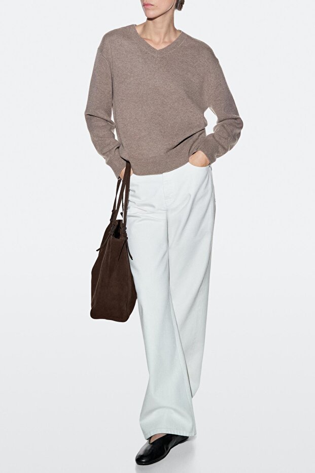 Süet deri tote çanta - 4