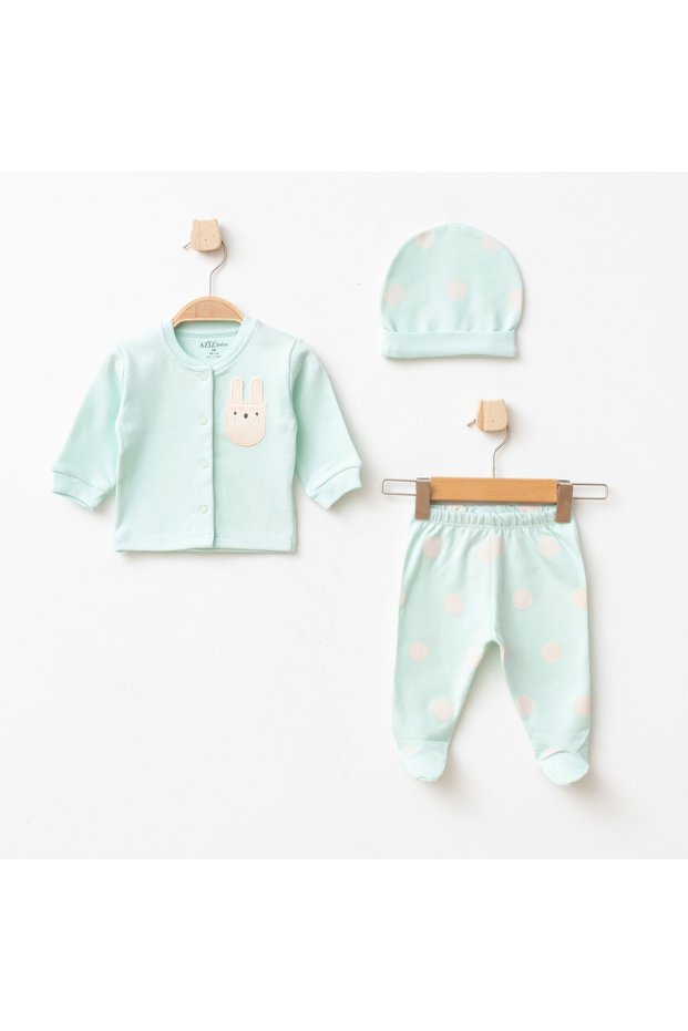 Baby Girl Bodysuit, Pants, Beanie, 3-Piece Baby Set, 0 Months-6 Months