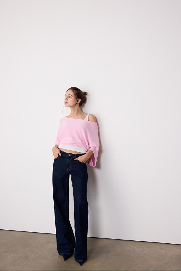 Geniş yaka çift katlı kazak - 2