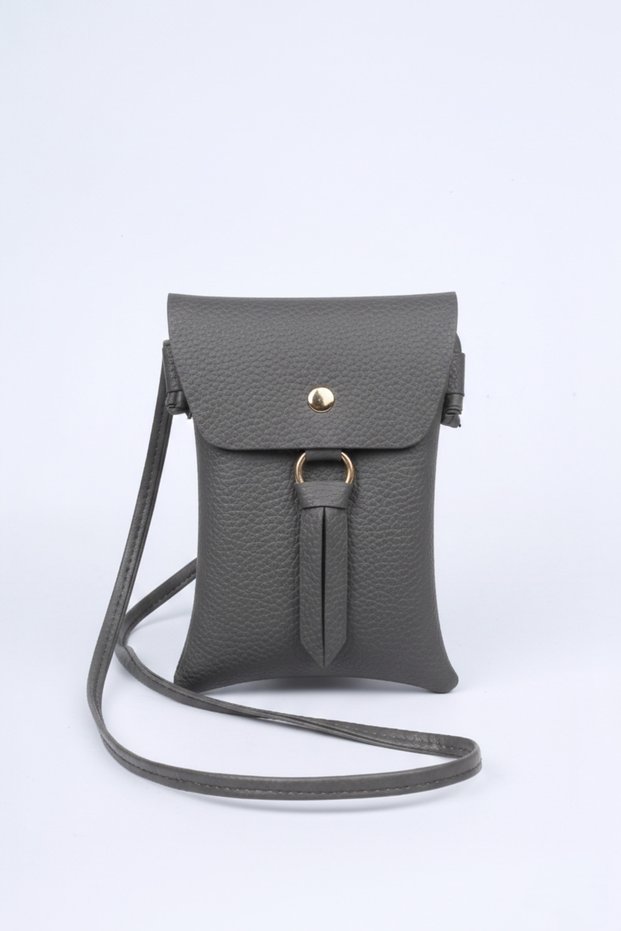 Dark Gray Crossbody Phone and Shoulder Bag with Magnet Closure 20X13 cm