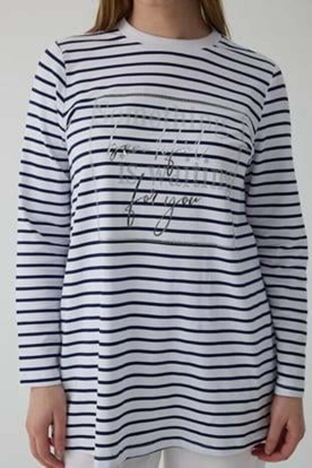 Striped Stone Printed Cotton Tunic - 6
