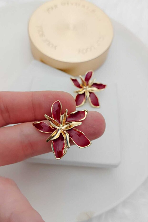 Red Spiral Star Gold Women's Earrings