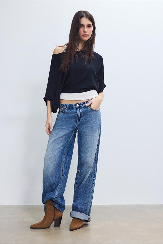 Geniş yaka çift katlı kazak - 2